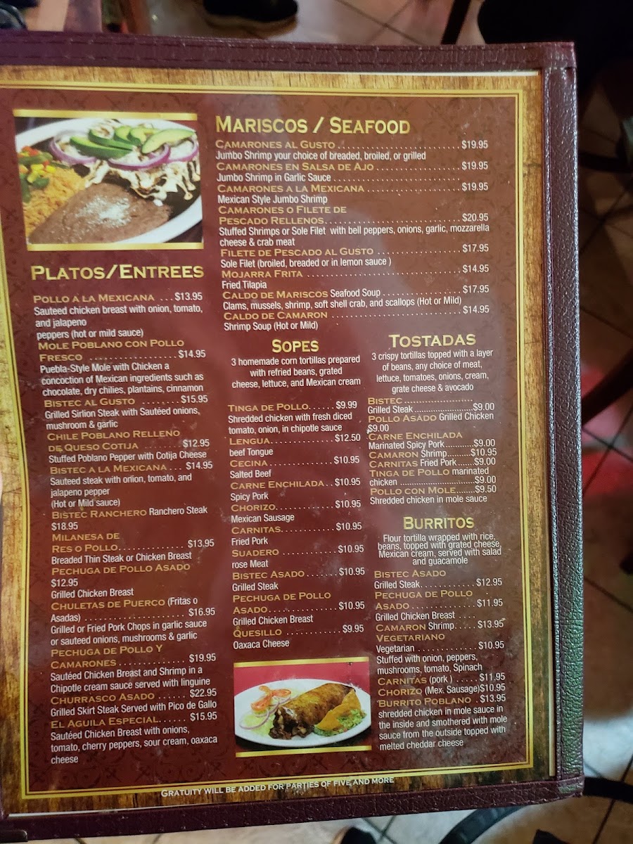 El Aguila Dorada Menu - Image 2
